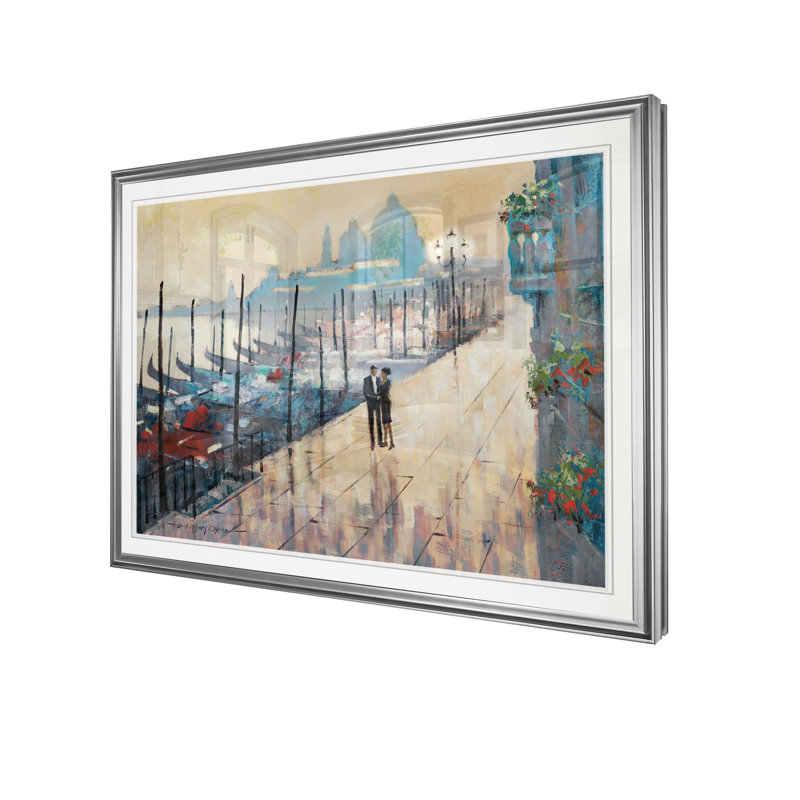 « venice rencontre », reproduction, H 20 po x l 24 po x P 1,5 po, Cadre argenté