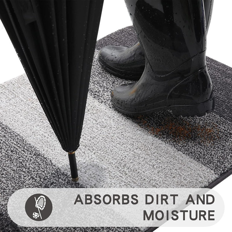 Tapis de porte - gris - intérieur / extérieur, antidérapant, absorbeur de saleté absorbant, profil bas, lavable, porte d'entrée et porte d'entrée