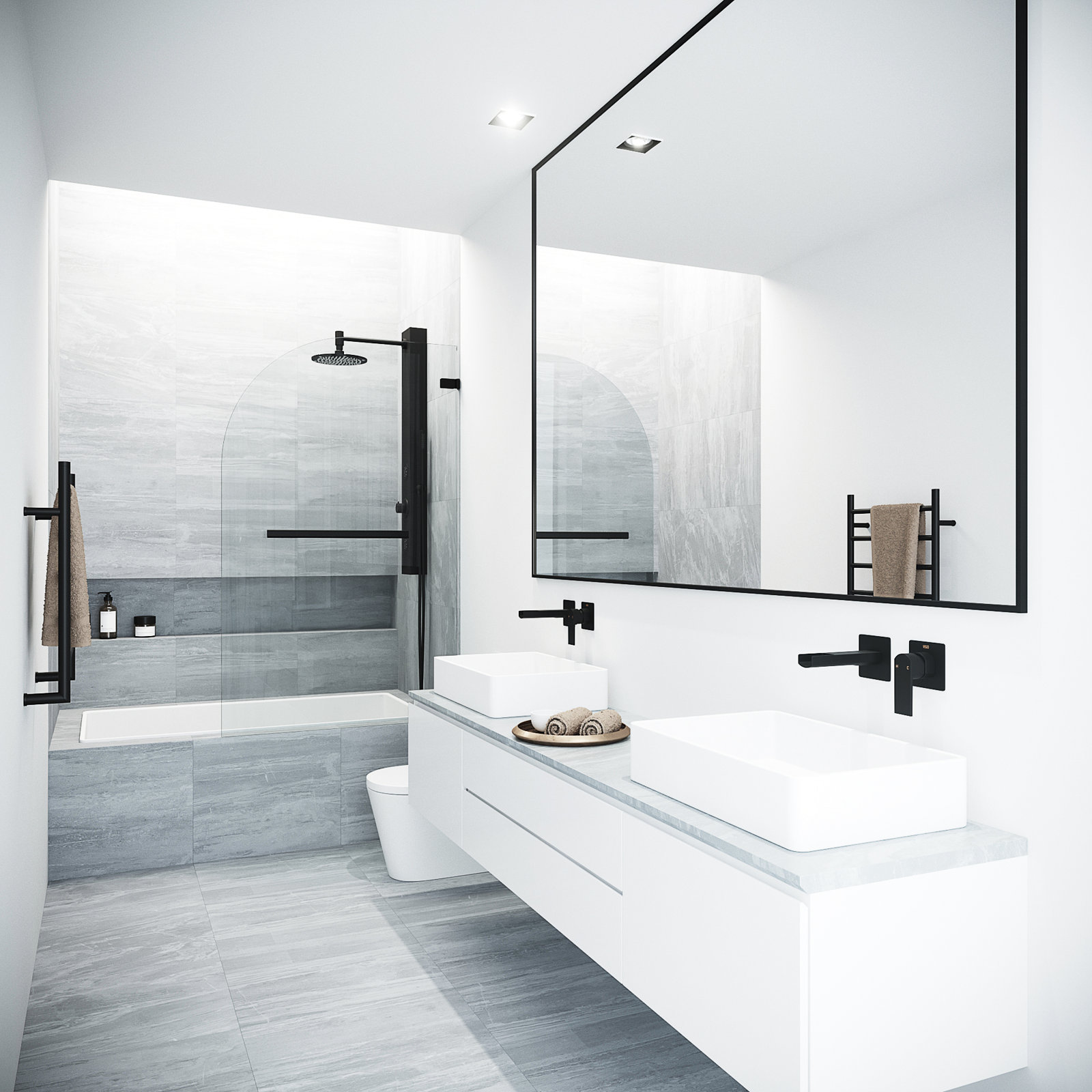 Orion Frameless Hinged Tub Door, Matte Black