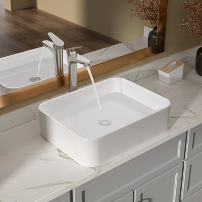 Lavabo de salle de bain rectangulaire 19 po x 14,5 po x 5,5 po en céramique blanche