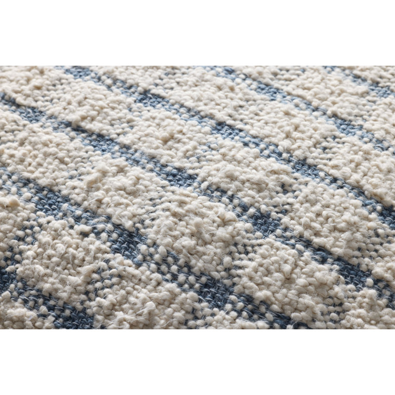 Coussin décoratif Magnolia Home par Joanna Gaines x Loloi Erin, Ivoire / Bleu, Polyester, Carré 22 po