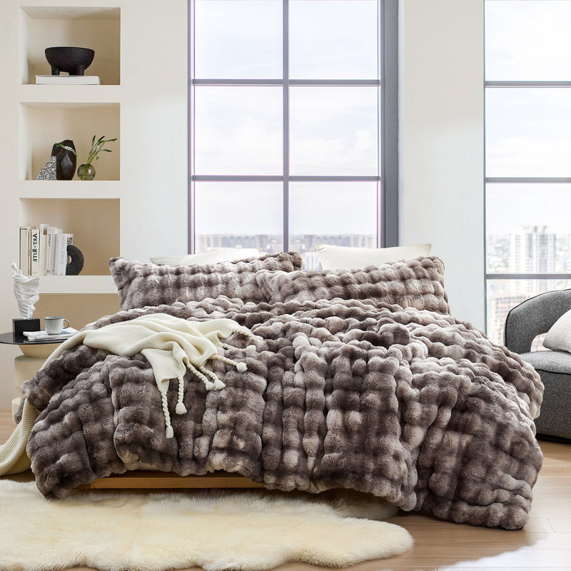 Snowball Chunky Bunny - Coma Inducer Oversized Comforter Set, Édredon pour grand lit + 2 taies décoratives, Gris