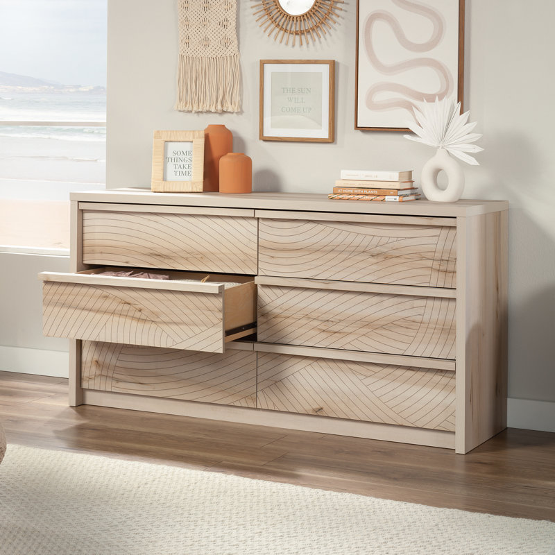 Holtzlander 60.71" W 6-Drawer Manufactured Wood Dresser , Pacific Maple/Flowing Wave