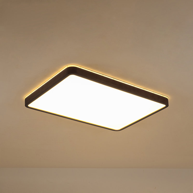 Scandinavian LED Walnut Wood Rectangular Flush Mount