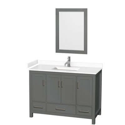 Meuble-lavabo simple autoportant 48 po avec plateau en marbre de culture Sheffield et miroir 24 po Sheffield