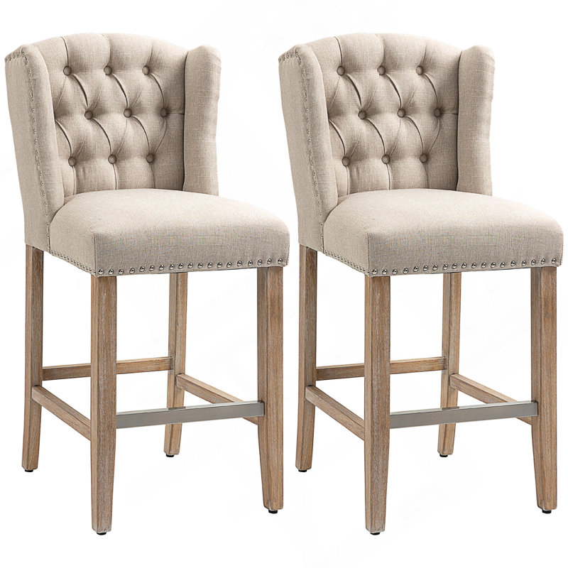 Tabourets de bar à hauteur de comptoir avec pieds en bois, beige, sièges confortables et élégants pour les cuisines modernes