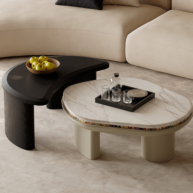 2-Piece Coffee Table Set with Marble Top