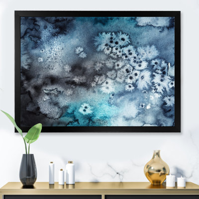 Marbre foncé bleu art ondulations - décoration murale moderne en toile