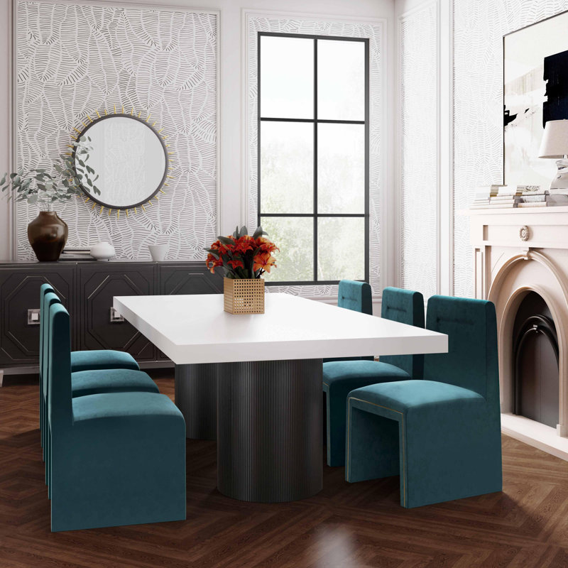 Tov Furniture Nova White Lacquer Dining Table