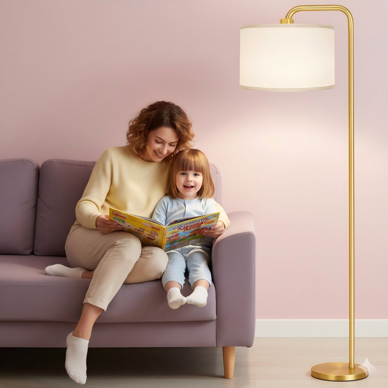 [Upgraded] LED Floor Lamp For Living Room, 3 Color Temperature Floor Lamp With Foot Switch Modern Standing Lamp Tall Pole Floor Reading Lamp For Bedroom, Study Room, Office, 9W Bulb Included, Gold