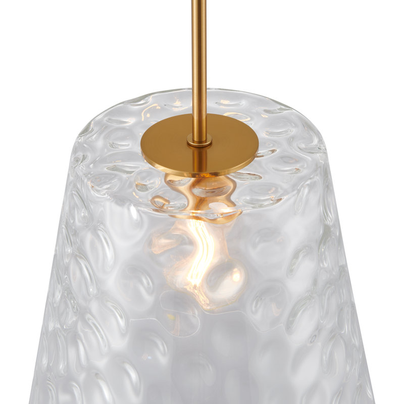 Adjustable Pendant Light With Hammered Glass Shade