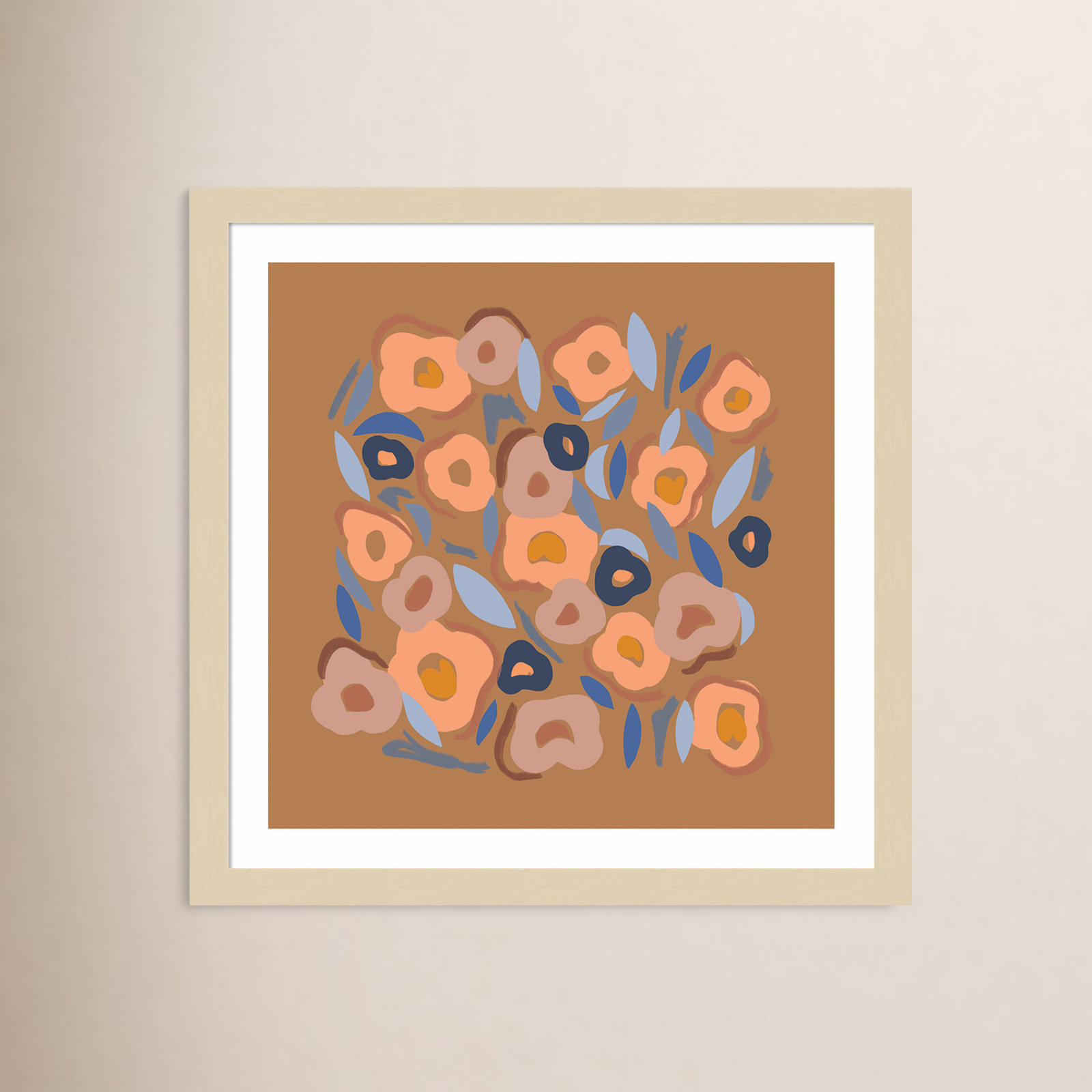 Salem Spring Warm Print, 16" H x 16" W, Brown