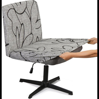 Armless Criss Cross Office Desk Chair Cover Slipcover,Accent Mid Back Wide Swivel Task Vanity Slipper Chair Protector Stretch Removable Without Arms For Accent Chair