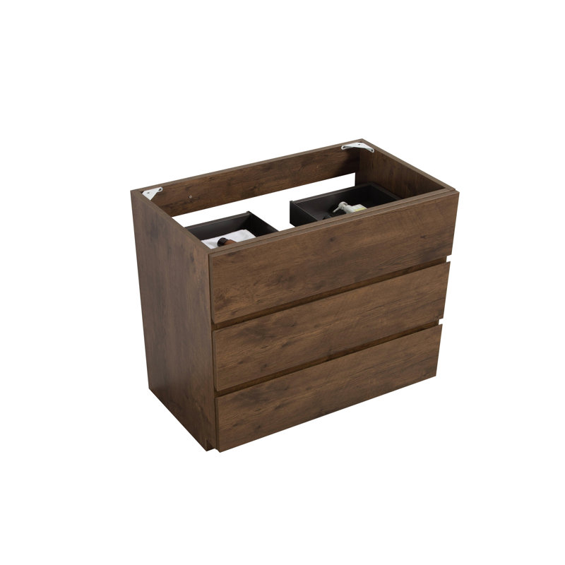 Meuble-lavabo sur pied simple Deandrick, Noyer, Blanc lustré, 36"