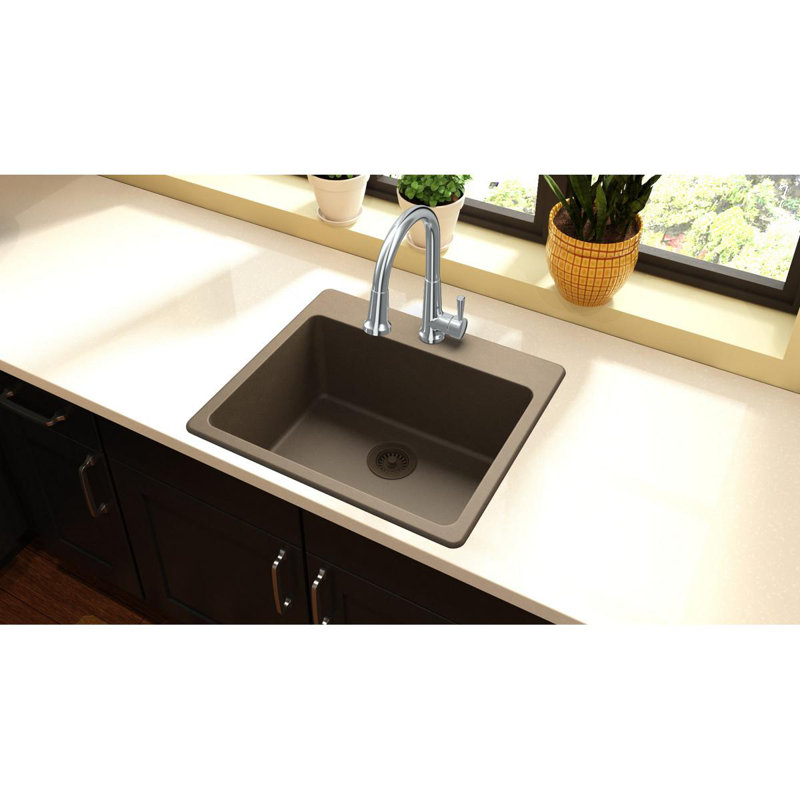 Quartz Classic 25" x 22" x 9-1/2" Drop-In Kitchen Sink, Mocha