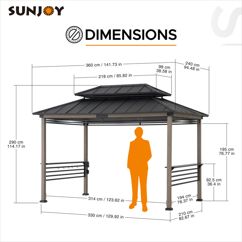 Pavillon de jardin Sunjoy, Noir