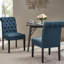 De 2 chaises de salle à manger, bleu marine, bois, tissu teint, 2 chaises confortables, fabrication en bois