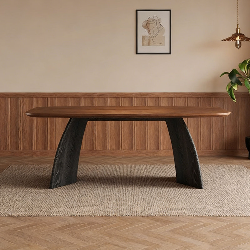 Table rectangulaire Mid-Century en noyer épais, H 29,5 po x L 70,9 po x l 35,4 po