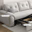 Canapé inclinable en lin mélangé couleur crème avec structure en métal pour chambre et salon-1299509197