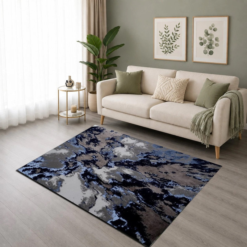 Abstract Flokati, Blue, Rectangle 120 x 170 cm