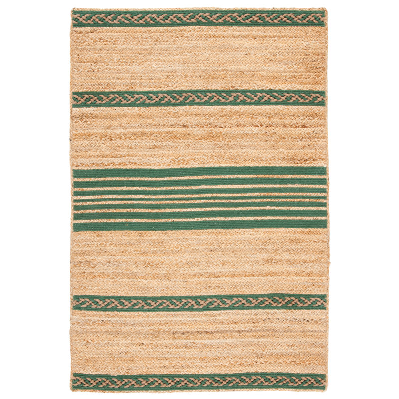 Trigg Hand-Loomed Stain Resistant Reversible Jute/Cotton Striped Area Rug , Rectangle 4' x 6'