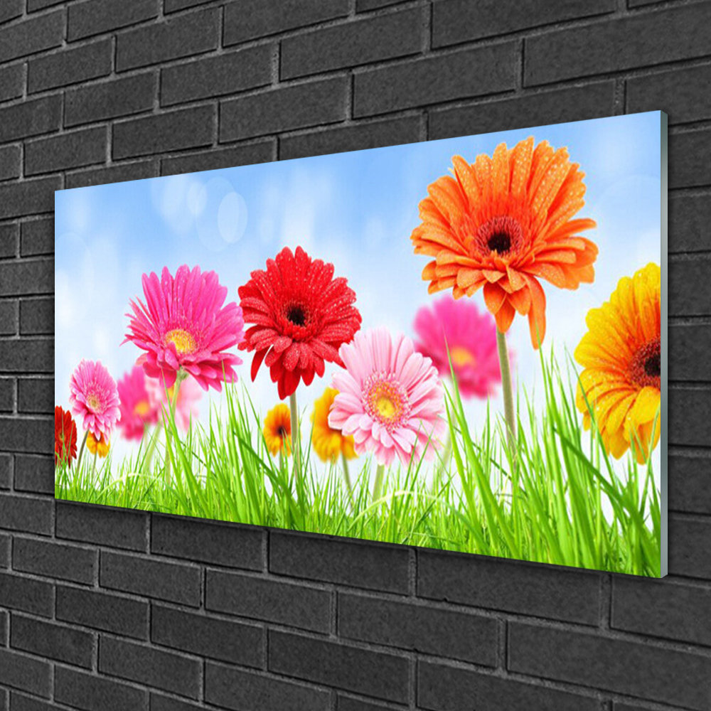 Glasbild Floral Blumen Gras