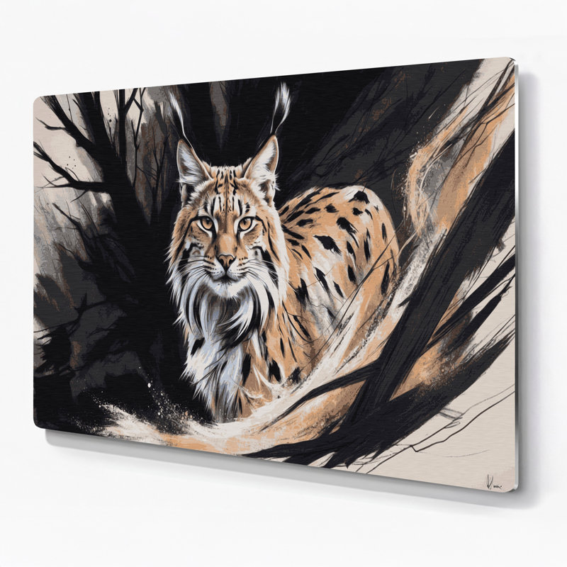 «Big Cats», lynx ibérique gris, art mural en métal, H 20 po x l 24 po