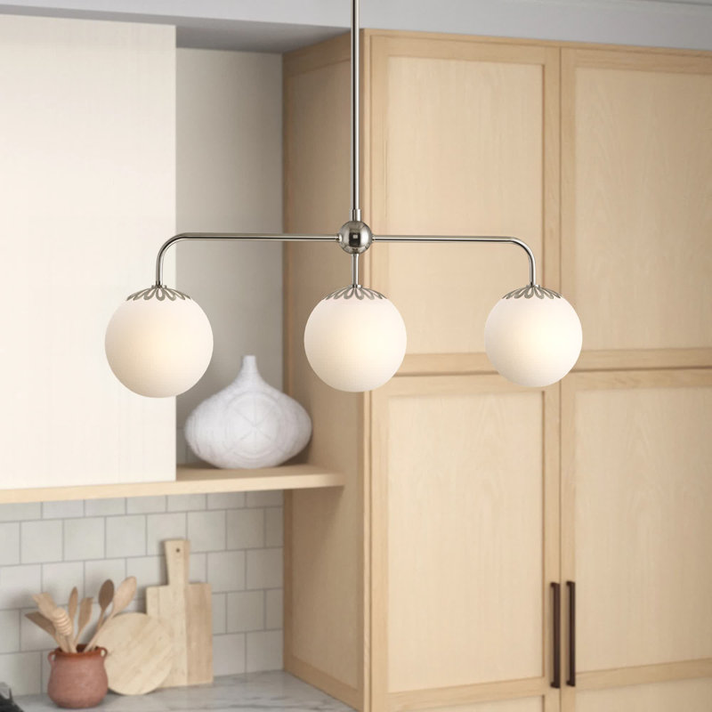 Deniaud 3 - Light Kitchen Island Pendant, Polished Nickel