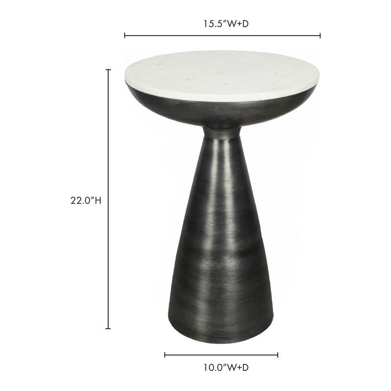 Gravesend End Table, White, Black