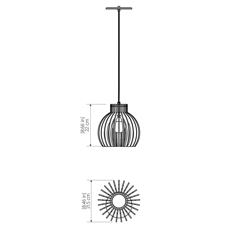Stecche Di Legno 1 - Light Pendant, 8.66" H x 8.46" W x 8.46" D, Organic White