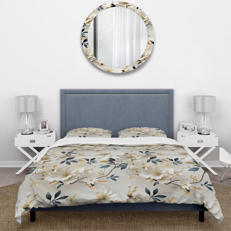 Literie blanche blanche à élégance minimaliste, Housse de couette pour très grand lit et 2 très