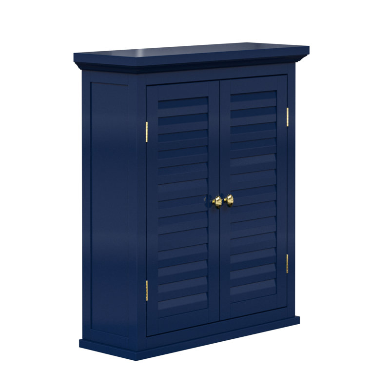 Glancy Two Shutter Doors Removable Wooden Corner Wall Cabinet, Navy