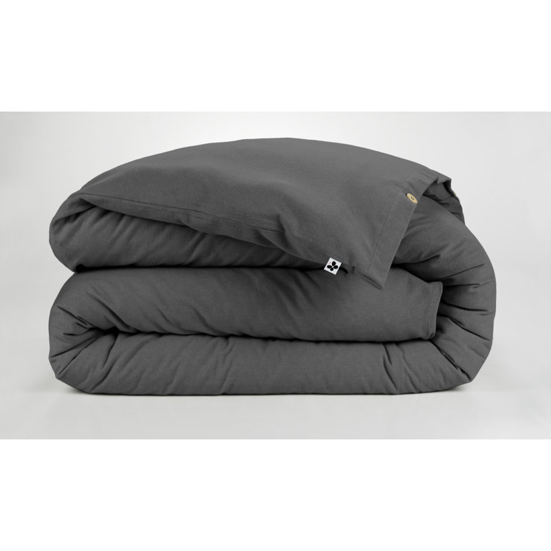 Knighten Cotton Solid Colour Duvet Cover, 220 x 240cm Duvet Cover, Dark Grey