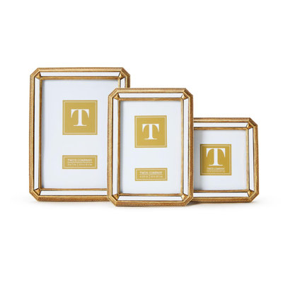 Beveled Mirror Photo Frames Set of 3 Resin Picture Frames Tabletop Home Decor Gift Set - 7.25"H