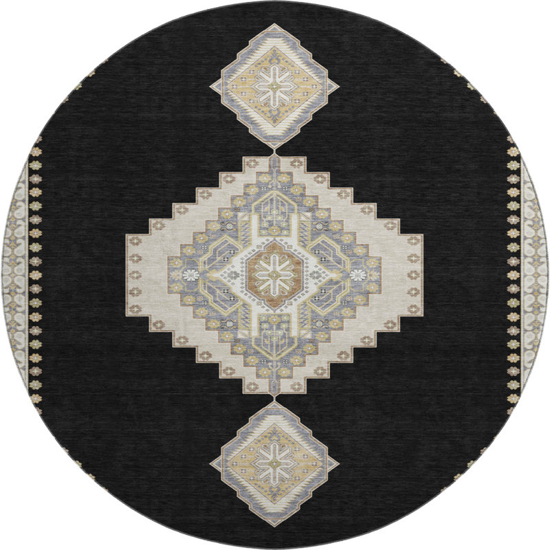 Premium Machine Washable Colmenero AMF1014 Oriental Rug, Round 8'