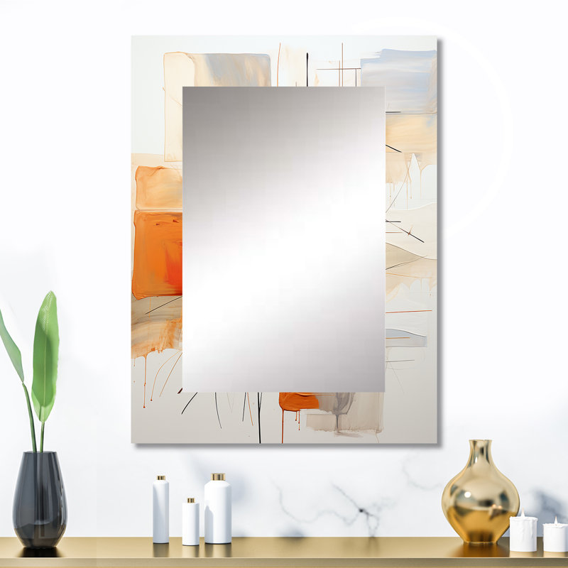 Orange gris, dessin au trait abstrait expressionniste, 32 po x 24 po