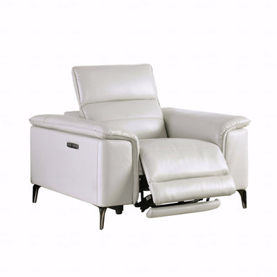 Light Taupe Finish Contemporary Style Power With Recliner Function Pillow Top Arms Metal Legs Extendable Footrest And Headrest Hardwood Frame Primary Living Room