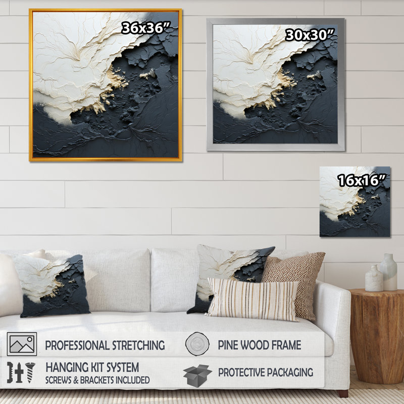 Minimalism Paint Wave III - Coastal Wall Art, 24" H x 24" W, Wrapped Canvas, No Frame