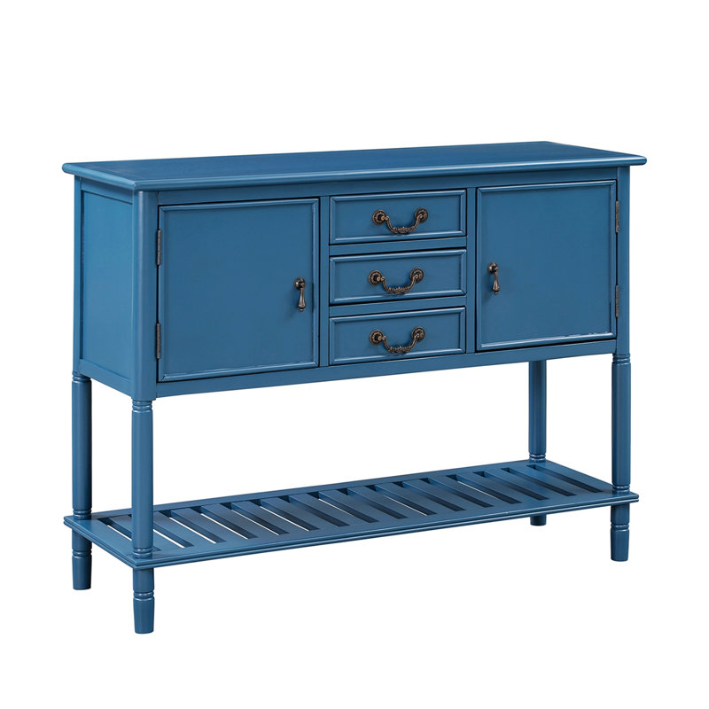 Console en bois massif 34,22 po Gowans, Bleu marine