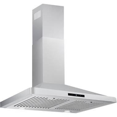 BWS2 Series 30'' W Convertible Wall Mount Low Profile Pyramidal Chimney Range  Hood, 450 CFM, 3.0 Sones, Black Stainless Steel or Stainless Steel Finish  by Broan