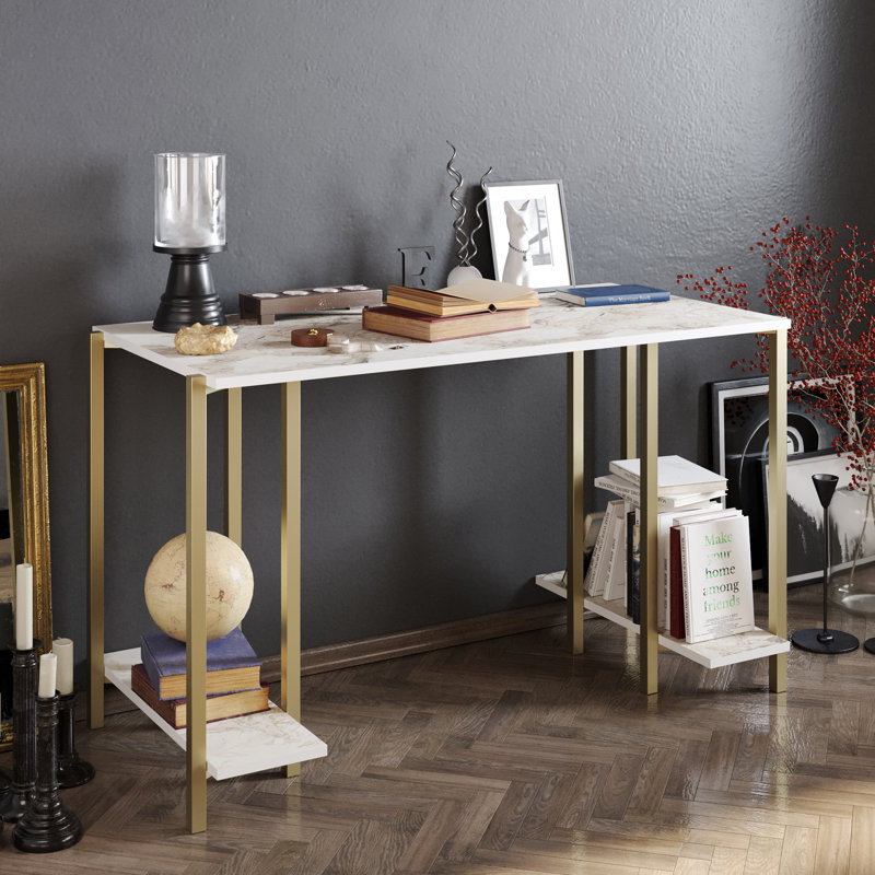 Hawkesbury 120cm W Rectangular Computer Desk, Ephesus/Gold