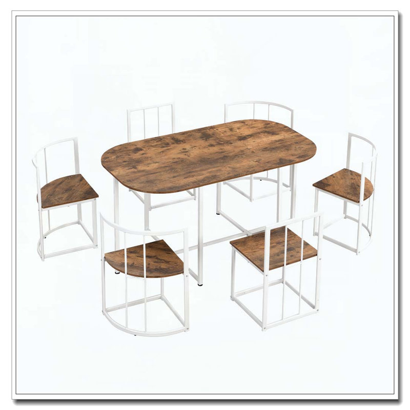 Ensemble de table de salle à manger moderne en faux marbre avec 6 chaises