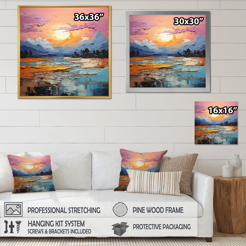 Emotion Terrain II sur impression sur toile, H 30 po x l 30 po x P 1 po, Cadre flottant doré