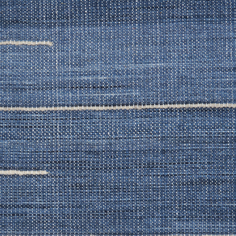 Tapis bleu marine en laine et coton tissé à la main Anerinda, Rectangle 8 pi x 10 pi