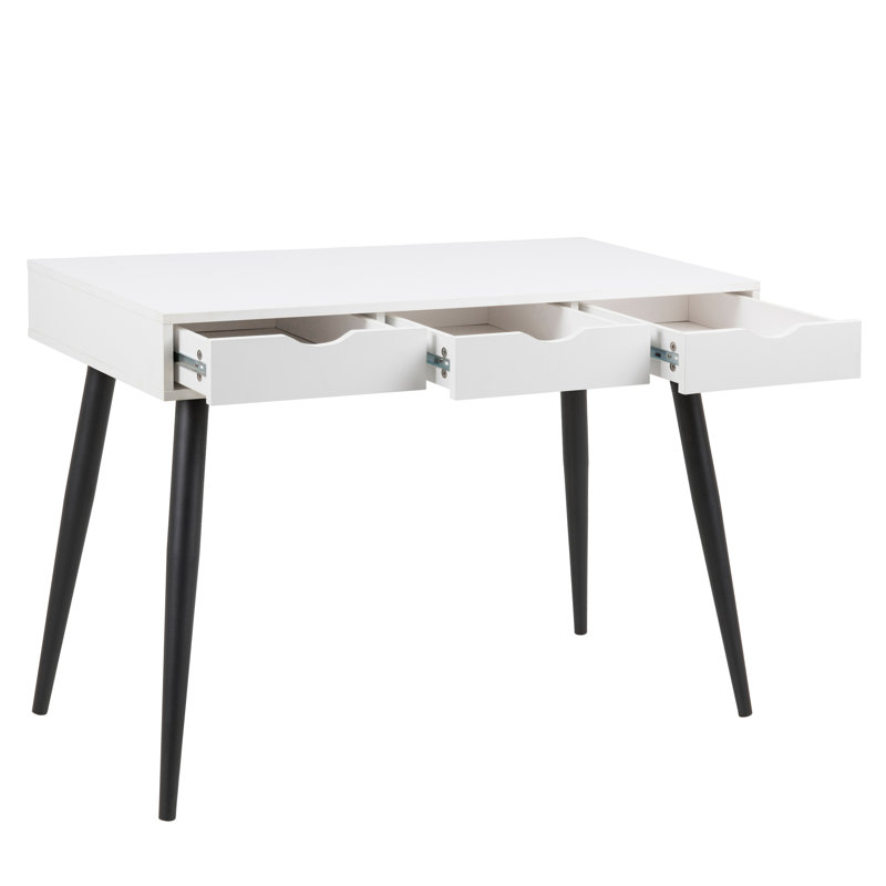 Merida Solid Wood Writing Desk, White/Black