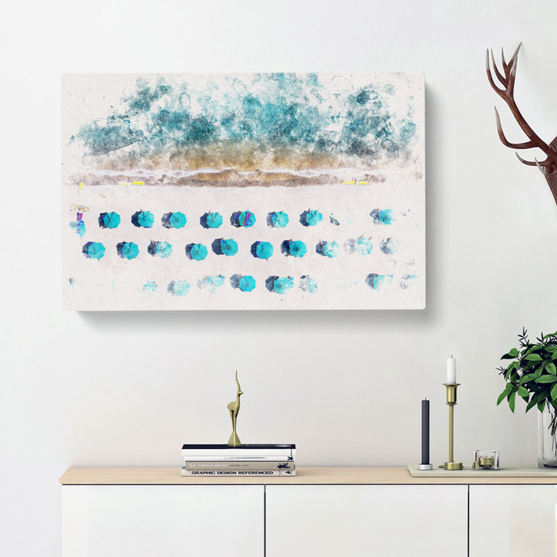 On the Beach Watercolour - Wrapped Canvas, 40cm H x 60cm W x 4cm D