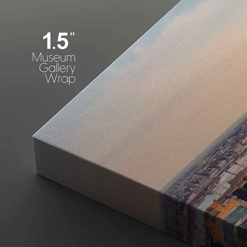 «Architecture Building New York City Midtown Skyline at Sunset», reproduction de photo, H 36 po x l 72 po, Toile tendue