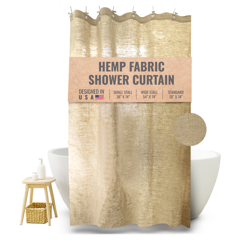 Rideau de douche en chanvre naturel de qualité supérieure pour décor de salle de bain, 70 X 74 BAIN, Chanvre naturel