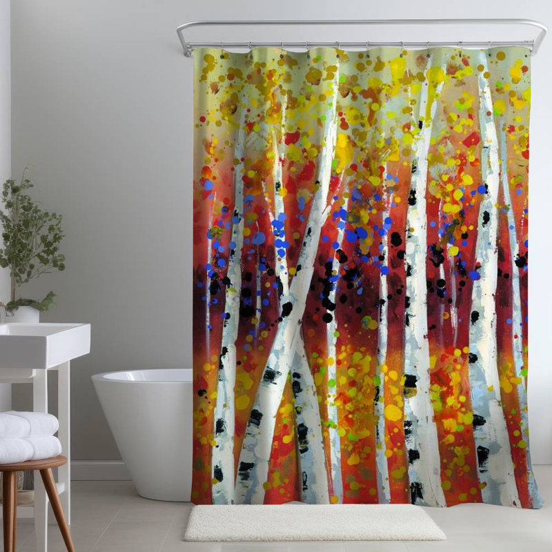Shower Curtain LA2 – Polyester Shower Curtain, Dye Sublimation Print, 71" W × 74" L