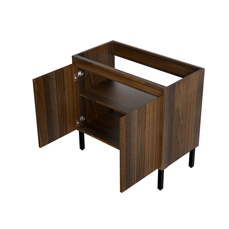 Modern American Style Bathroom Vanity with Vertical Groove Detail, 24/30/36 Inch Freestanding or Wall Hung Vanity with Choice of Black Undermount Sink